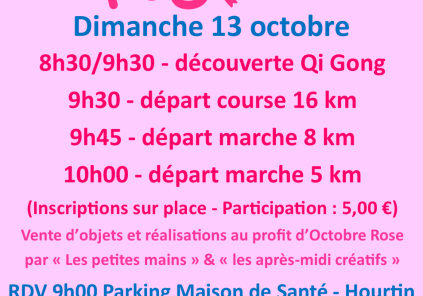 Marche et Course Rose et découverte Qi gong dans le cadre d’Octobre Rose