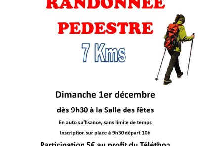 Randonnée pédestre de 7 km au profit du téléthon